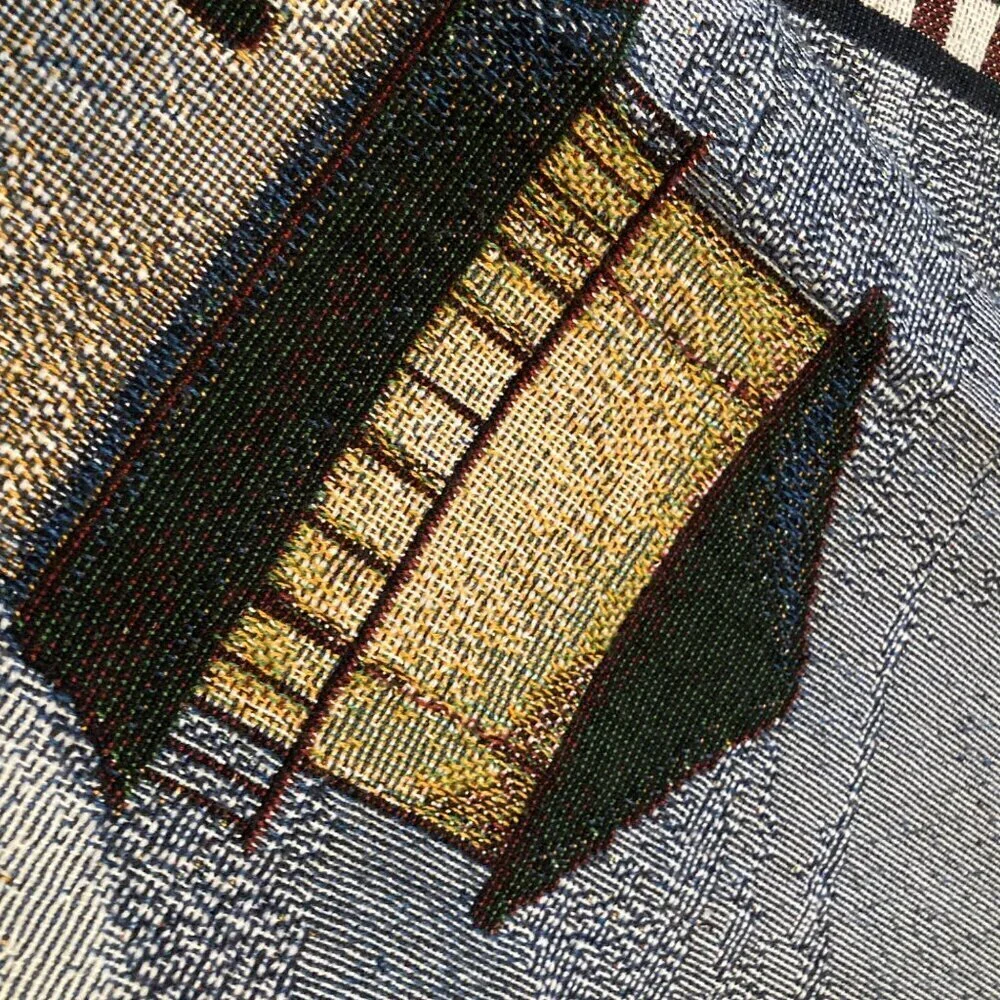Vintage Woven Cotton Throw Blanket‎ Lighthouse Island 44 x 60